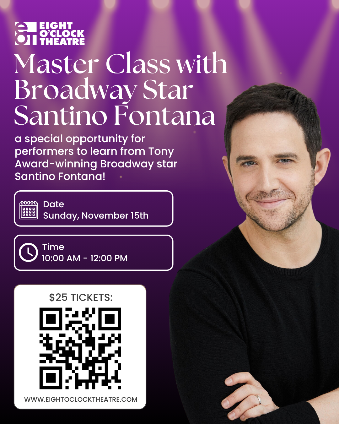 Master Class with Broadway star Santino Fontana, Sunday November 15 2026