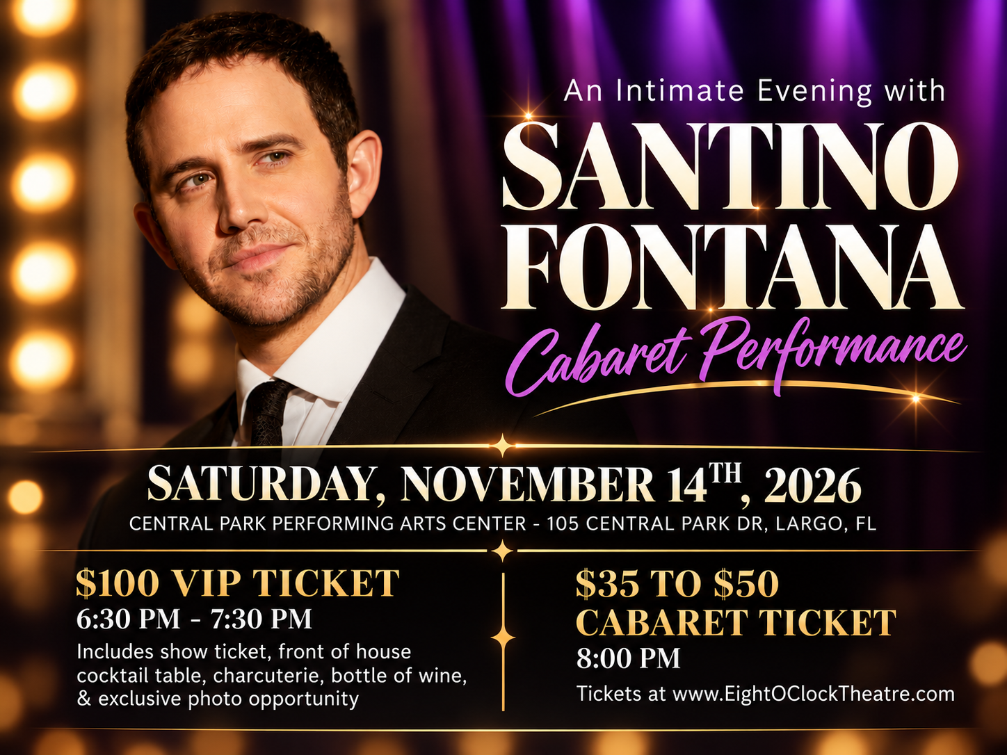 An Intimate Evening with Santino Fontana, cabaret performance, Saturday November 14 2026